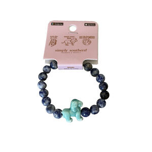 Simply Southern Lion Tracker Blue Beaded Bracelet NWT Unisex